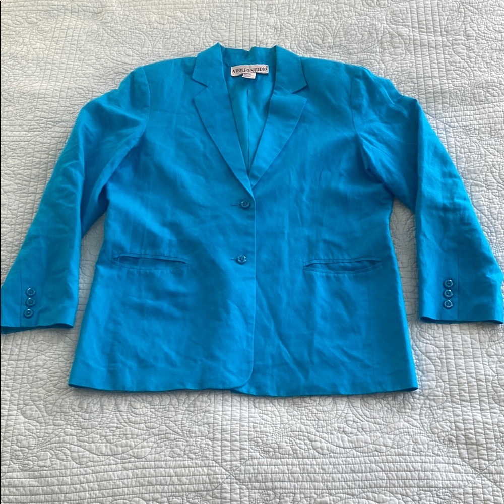 Vintage Blue Blazer V-Neck Lightweight